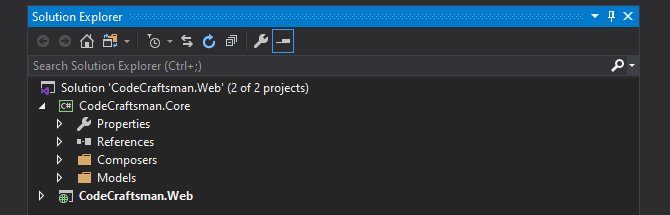 My Umbraco v8 setup in Visual Studio